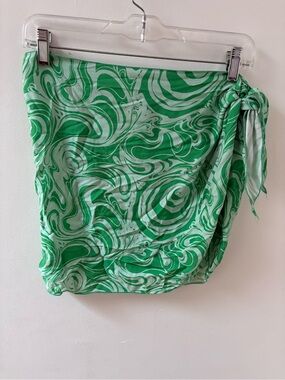 Frankie's Bikinis Green Swirl Tie-Side Swim Sarong